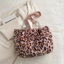 Women's Leopard Print Plush Tote Bag, Large Capacity Fluffy Shoulder & Underarm Handbag, Luxury Commuter Bag