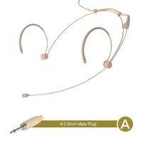 New Beige Headset Mic Wireless 3.5mm 3 Pin Headworn Microphone Double Earhook Amplifier Voice Speaker Microphone Accessories