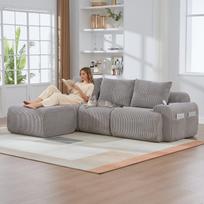 Modulinė virvelinė sofa, 3 vietų, su taburetėmis, 268x174x80 cm