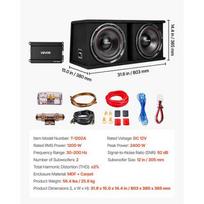 Subwooferis Dvigubas 305 mm 1200W RMS Subwooferis ir Stiprintuvo Komplektas 80.3x38x36.5 cm