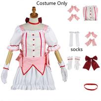 Kaname Madoka Cosplay Costume Anime Madok Magica Homura Uniform Dress with Choker Gloves Socks Halloween Outfits XS（old）
