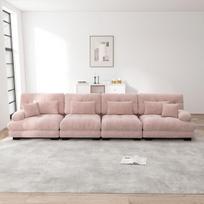 Modulinė kampinė sofa 4 vietų, rožinė chenile
