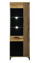 Pastatoma vitrina Liveo ARIS AS7, kairinė, su led apšvietimu, ruda/juoda