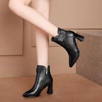 Aštrus priekis Šilti batai Neperšlampami Odiniai Ankle Boots Moterims Ruduo Žiema Su Kulnu Moteriški Trumpi Batai Dizainerio Prabangūs PU Batai 34