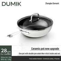 DUMIK China Ceramic 28cm Non-Stick Wok