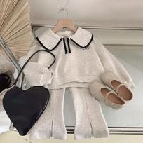 Children's Doll Collar Sweatshirt Pants Casual Two-piece Suit 110