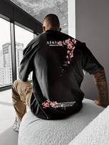 Japanese Cherry Blossom Kanji Print 100 Cotton Men Woment Tshirt Summer Autumn Daily Outdoor Sports Casual Street Short Sleeve S