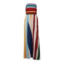 Colorful Tube Top Gown Dress Off Shoulder Striped Print Long Dress High Waist Wedding Guest Prom Cocktail Party Dress S