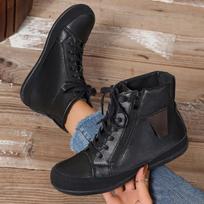 Winter new solid color fashion boots flat bottom side zipper comfortable short boots 36