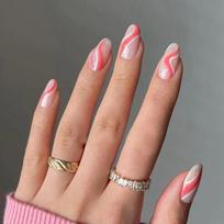 24pcs/Box Women Fashion Manicure Tool Full Cover Nail Tips Wearable Almond False Nails Fake Nails 05