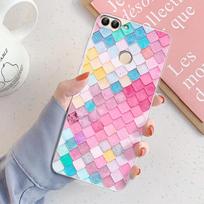 Dėl Huawei P Smart dėklas Dangtelis FIG-LX1 PSmart 2018 Stilinga Mergaitė Marmuro Silikoninis Skaidrus Telefono Dėklas Dėl Huawei PSmart 2018 Bamperis Coque P Smart 2018 blue