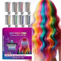Festive Fun Hair Chalk Combs, 8 Color Hair Chalk Comb Temporary Hair Color Dye for Girls Kids, Instant Hair Color Comb Washable Quick Dry Vibrant 8pcs