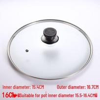 Heat-Resistant Tempered Glass Wok Lid with Stainless Steel Rim for Steamers and Pots Standard