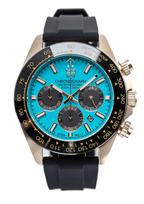 Men's Diver Chronograph Watch, Ceramic Bezel, Turquoise Dial, 20 ATM Water Resistant blue