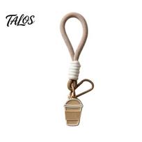 Miniature Cup Keychain Pendant Milk Tea Pendant, 3D Printed with Decorative Bag Braided Lanyard, Backpack Charm Accessory Hanging Key Chain A