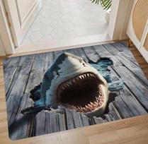 Welcome Mat 2D Shark Breaking Through Deck Area Rug Non Slip Washable Floor Carpet for Living Room Bathroom Home Decoration 40X60CM