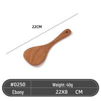 Ebonitinis medinis virtuvinių šaukštų rinkinys: Ilgo kotelio kastuvas, keptuvės mentelė, virtuvės reikmenų rinkinys. Plastic spatula
