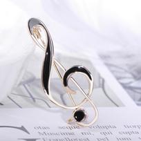 Classic Vivid Note Shape Brooch Black Enamel Alloy Gold Color Jewelry For Women Suit Scarf Party Ornaments AVE