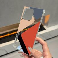Square Back Tube Protection Clear Case For iPhone 15 Plus 14 Pro Max 16 ProMax 11 13 12 Anti-Oxygen,Geometric Color Collision Pattern Casing iphone 16