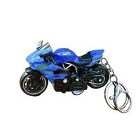 Motorcycle Cartoon Keychain Pendant with Double-Ring Hook Anti-Detachable Design Decompression Tool Keychain Accessory mėlyna