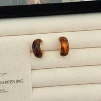 Elegant Coffee Resin Stud Earrings for Women - Autumn & Winter Fashion gintaras