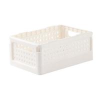 Foldable Storage Basket Stackable Collapsible Basket Folding Desktop Organizer with Handles for Snacks Stationery Cosmetics Laundry Room Pantry