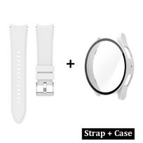 Case+Band for Samsung Galaxy Watch 4/5/6 40mm 44mm Silicone Bracelet Screen Protector Cover for Samsung Watch 4 40mm 44mm Strap Galaxy Watch 4 44mm balta