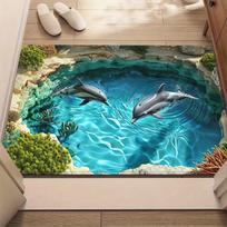 Dolphin Print Rug – Waterproof, Anti-Slip & Quick-Dry Machine Washable Mat for Living Room or Bathroom 40x60cm