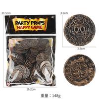 100Pcs Retro Pirate Coin Party Supplies Gift Kids Favor Birthday Toys Halloween Decor Fake Treasure Plastic Game Coin