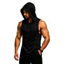 Men's Sleeveless Hoodie Muscle Fit Gym Tank Top Breathable Quick Dry Workout Vest for Training and Fitness S juoda