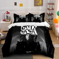 Lady Gaga Black Bedding Set Bedding Duvet Cover Set Duvet Cover Pillowcases  (1*Duvet Cover 2*Pillowcases, without duvet insert) 135x200cm black