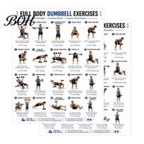 Full Body Workout Guide 2 Pcs Dumbbell Chart Poster, Exercise Strength Training Wall Art Art, Fitness for Home Gym Decoration Boy