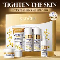 5pcs SADOER Collagen Skin Care Sets Moisturizing Face Cream Eye Cream Serum Essence Whitening Anti-Aging Facial Ski… More