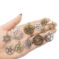 „Pasidaryk pats“ papuošalų karolių ir apyrankių retro „Tarot“ penkių smailių žvaigždučių pakabukas 6229 Retro Green 12x15mm 0.3g