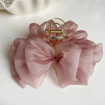 Headwear Silk Cloud Bubble Grab Clip Pan Shark Clip Simple and Fashionable Hairpin Women's Hair Accessories pink 11cm gray