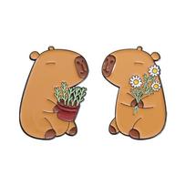 1 Pair Capybara Shaped Brooch Pin Handmade Lapel Badge Fashionable Alloy Animal Themed Jewelry for Clothing Accessory 1