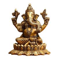 Ashtadhatu Shri Ganesh Idol, Lord Ganesh Bhagwan Sitting On Lotus - 6 Inch