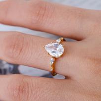 S925  Silver 2CT Teardrop Moissanite Ring Fine Jewelry Plated with 18k Gold Suitable for Gift Giving Anniversary 5 auksinė