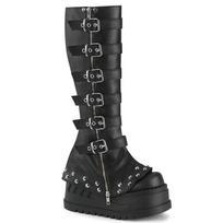 Men Women Boots Black Platform Shoes Long Women'S Style Metal Belt Suitable for Daily Wear and Various Occasions 35
