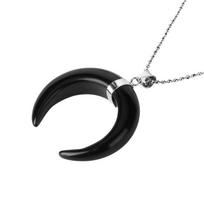 Crescents Moon Crystal Necklace Natural Stone Crescents Moon Necklace Elegant Neck Chain for Fashion Enthusiasts black