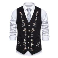 Spring Retro Men's Corduroy Vest V-Neck with Pockets Autumn Fashion British Casual Vintage Gentleman Leisure Party Suit Vest L