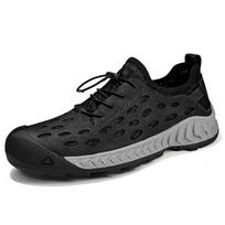 Hole Shoes Men's 2025 New Summer Breathable Mesh Shoes One Pedal Hollow Soft Sole Bag Head Non-slip Casual Men's Shoes 38