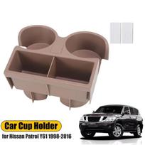for Nissan Patrol Y61 1997-2016 FYE727068 Car Armrest Water Cup Holder Heatproof Drink Holder FYE727069 Black/Beige/Brown juoda