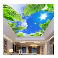 Sky Clouds Wallpaper Living Room Theme Hotel Ceiling Wall Mural Decor Blue Sky White Clouds Beach Wall Paper 200 cm(W) x 140 cm(H)