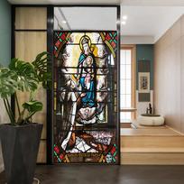 Church Stained Glass Decals Window Film Privacy Heat Insulation and Anti UV Blocking Static Cling Window Sticker for Home J19 (as the picture,40x100cm WxH)