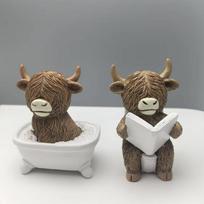 Cow On Toilet Sculpture Resin Toilet Sitting Cow Statue Home Decoration Art Piece Suitable For Living Room Bedroom