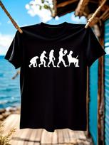 Funny Human Evolution Graphic Tshirt Graphic Tshirt - Bla... XXXL