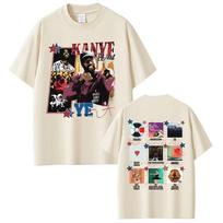Kanye West  All Albums  Vintage Hip-Hop Graphic T-shirt, Unisex Cotton Summer Casual Oversized T-shirts S