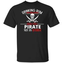 Drinking Rum Pirate T-Shirt Pirate Skull and Bones Funny Alcohol Vacation Humor S