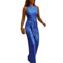 Sleeveless Wide Leg Jumpsuit with Waist Tie and Crew Neck for Women Suitable for Various Occasions Elegant Design XL